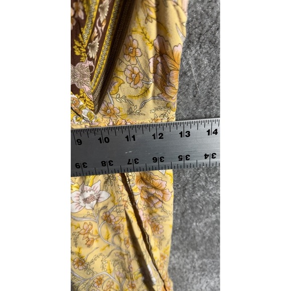 Used  ZESICA Boho Yellow Floral Short Sleeve Midi True Wrap Dress - Picture 2 of 6